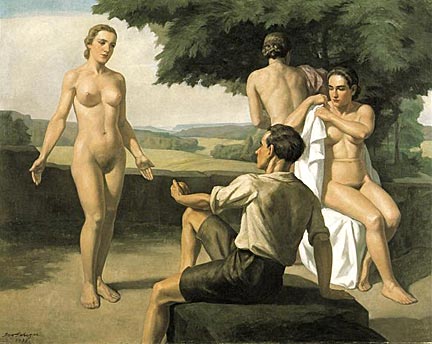 "Judgment of Paris" - Ivo Saliger. Oil on canvas. Circa 1938-1939.