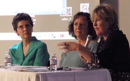 From left to right: Dr. Catha Paquette, independent curator Lynn La Bate, and Cynthia MacMullin of MOLAA. Photo by Jeannine Thorpe ©