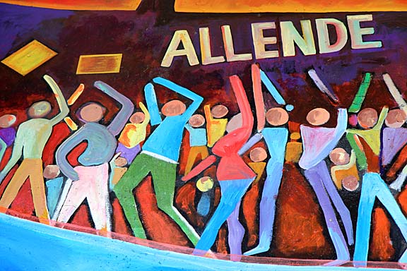 Detail of "Tribute to Allende" mural in Chicano Park. Photograph by Mark Vallen ©