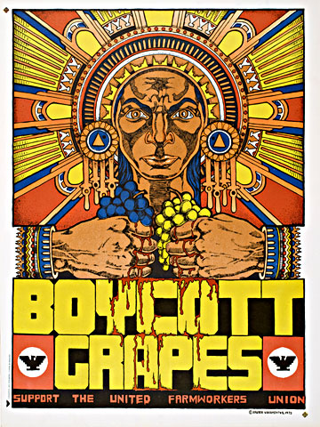  "Boycott Grapes" - Xavier Viramontes. Serigraphic print. 1973.