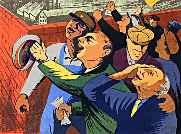 The Strike Is Won - Harry Gottlieb. Color silk-screen print. 1940. The Strike Is Won - Harry Gottlieb. Color silk-screen print. 1940.