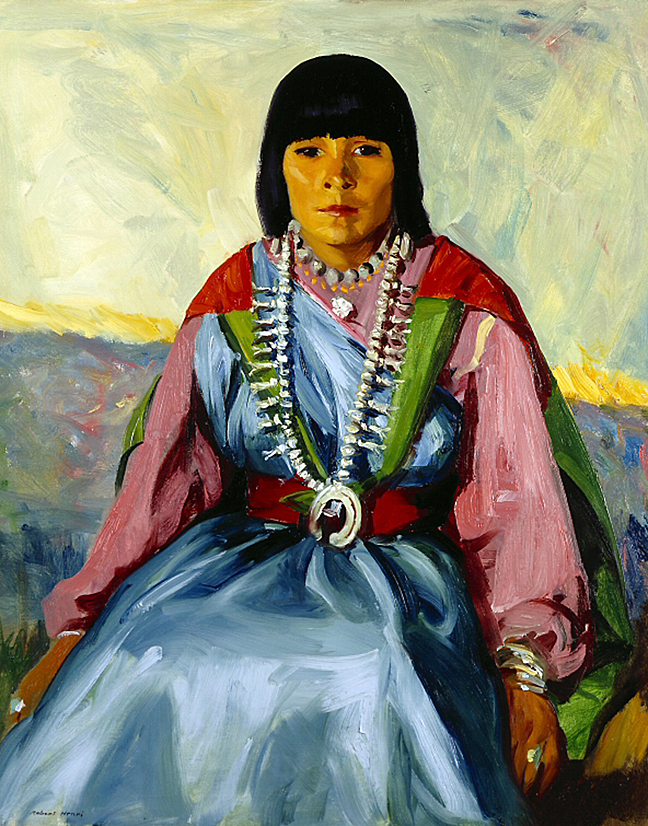 Tom Po Qui (Water of Antelope Lake) - Robert Henri. Oil on canvas. 1914. The sitter was a famed potter of the Taos Pueblo people. Image courtesy of the Laguna Art Museum.