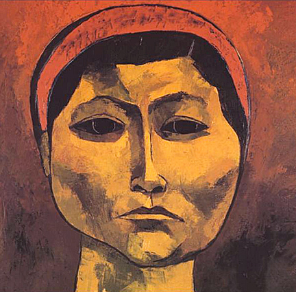 Rigoberta Menchú Tum - Oswaldo Guayasamín (1919-1999). Oil on canvas. Detail.
